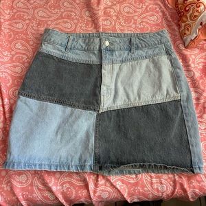 Target color block jean skirt
